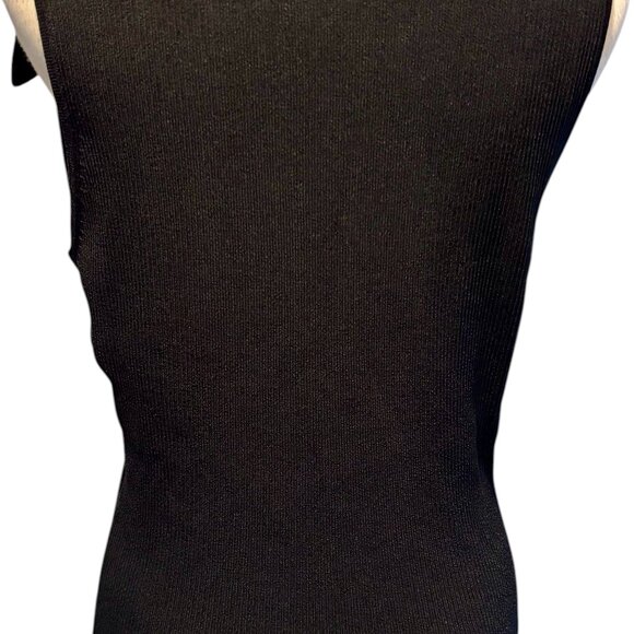 Cache Black 2 WAY Diagonal Rhinestone ZIPPER Rib Knit Top Wayne Rogers - Picture 14 of 14